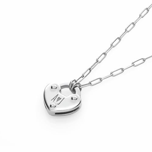 Oak & Luna - Personalisierte Herz-Charm-Halskette mit bis zu 3 individuellen Initialen – Diamant-Option – Sterlingsilber 0,925, 18 Karat Gold Vermeil – Designer-Schmuck für Sie, Mutter, Freundin,