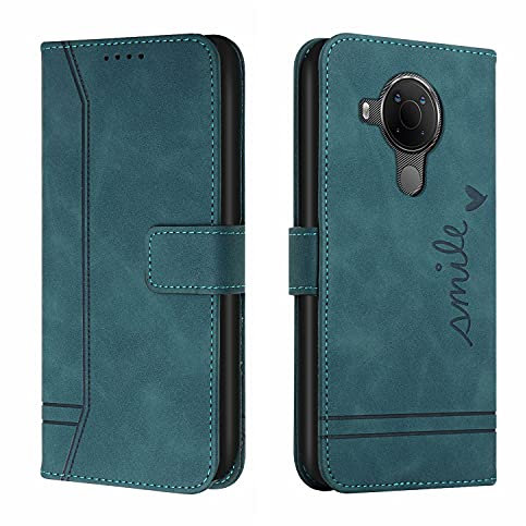 Bravoday Hülle für Nokia 3.4/5.4, PU Ledertasche Handyhülle Flip Schutzhülle Kompatibel mit Nokia 3.4/5.4, mit Kartenfäch & Kickstand, Grün