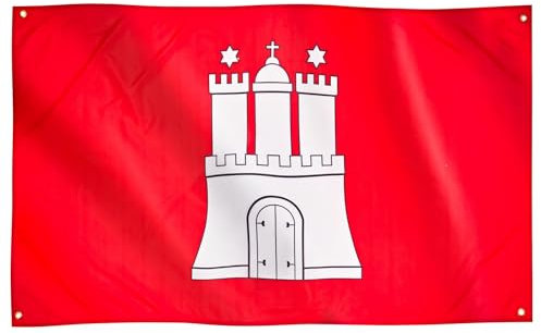 Runesol Hamburg Flagge für Balkon, 91x152cm, Hamburg Fahne mit 4 Ösen, Hamburger Landesflagge, Premium-Flaggen für drinnen und draußen, helle Farben
