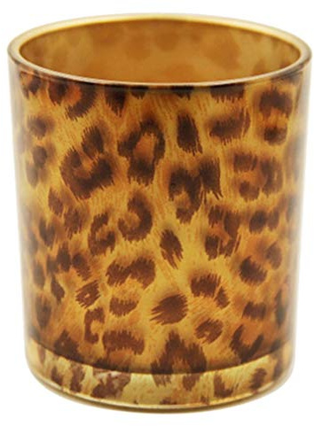OSALADI Leopard Print Candle Holder Creative Glass Tealight Stand Unique Design Home Office Decor