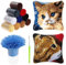 HonGien Tier Knüpfkissen Set, Latch Hook Kissen Kit, 2 Stück Latch Hook Rug für Anfänger Erwachsene oder Kinder, Kreatives Geschenk (Kätzchen)