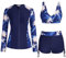 JASAMBAC Womens Long Sleeve Bathing Suit in Bra Rash Guard Sun Protection Printed Surfing Swimsuit SPF Shirts Tops Dark Blue XL
