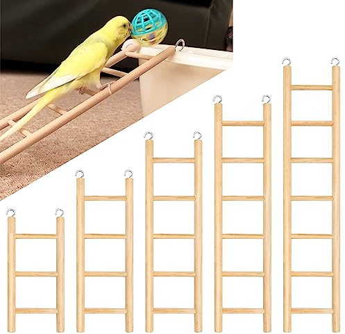 YHNTGB 5 Pcs Wooden Bird Ladder for Parrots Cage 5 Sizes