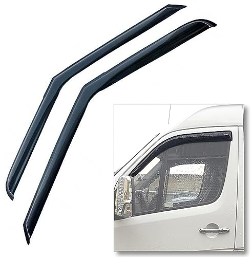 Kompatibel mit Mercedes-Benz Sprinter W906, Crafter [2006–2017] Windabweiser Regen, Sonne, Rauch, Insektenschutz, Windabweiser vorne, 2 Stück (links + rechts) [aufklebbar]