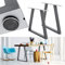 ECD Germany Set 2 Pieds de Table - 60 x 72 cm - Forme Trapézoïdal - Gris - Acier Thermolaqué - Pied de Meuble Banc - Support Profil Carré - Design Industriel - Pièces de Montage - Table Basse Bureau