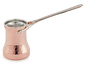 Ozerlat Soy Handmade, Artisan, Silver Lined, Copper Turkish Coffee Pot ‘Cezve’ for Stovetop Brewing (Large (225ml)
