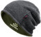 Lvaiz Herren-Wintermütze, warm, mit Fleece gefüttert, Totenkopf-Mütze für Herren, wendbar, winddicht, Strickmütze, warm, Unisex, Beanie, Grau + Dunkelgrün, Einheitsgr��e