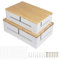 DBREAKS Kabelmanagement Box, 2 STK Kabelbox aus Holz, Kabel-Organisationsbox mit magnetischem Bambus-Deckel und Kabelbindern, Wandmontierbare Kabelbox, Kabelkasten für Cable Organizer (Weiß)