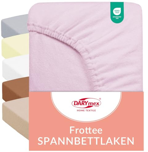 Darymex Frottee Spannbettlaken 90x200 cm, Baumwolle, Gummizug, Erikafarben | Elastisches Spannbetttuch, Matratzenhöhe bis 20 cm, bügelfrei, Öko-Tex 100, für Schlafzimmer und Gästezimmer