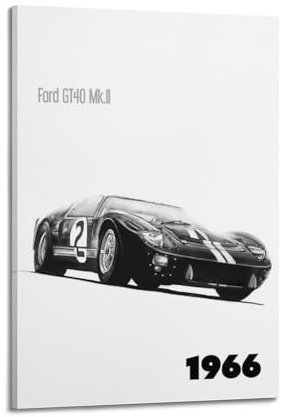 KYTIN 1966 Sportwagen für Ford GT40 Mk.II Rennwagen, dekoratives Gemälde, Leinwand, 20 x 30 cm