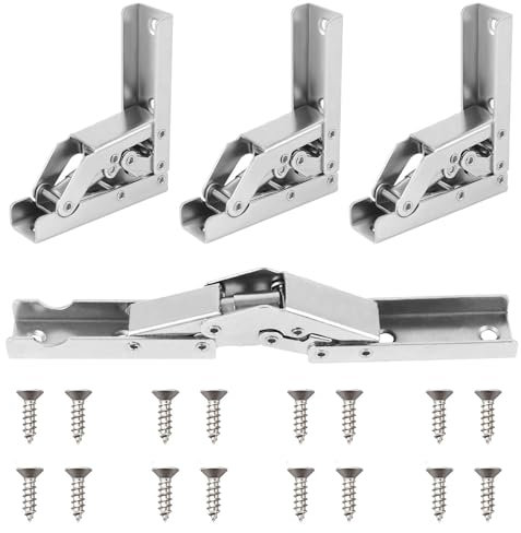 Exbrith 4 bisagras para puertas de armario, bisagras de 90/180 grados para armario de cocina, armario, bisagra de soporte de mesa oculta con tornillos