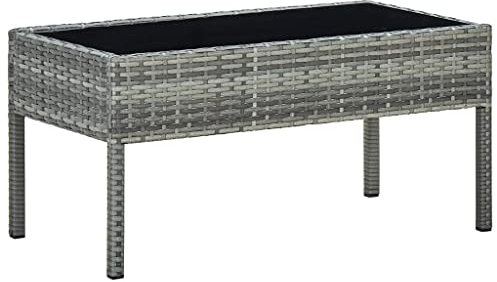 AUVYI Gartentisch Grau 75x40x37 cm Poly Rattan Beistelltisch Klein Campingtisch Buffettisch Küchentisch Biertisch Multifunktionstisch Bierpong Tische Dining Table Pokertisch