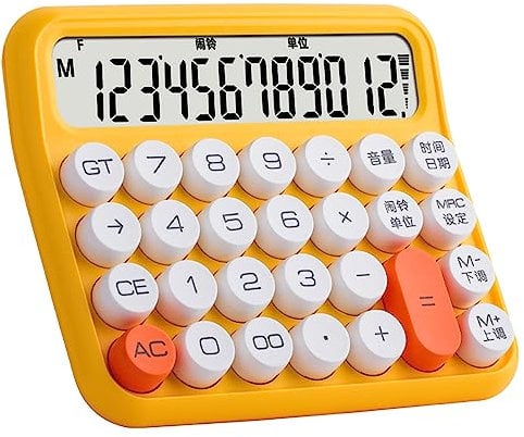 HERCHR 12-stelliger Grundrechner, Taschenrechner Für Kleine Büros, Taschenrechner, Handrechner, Handrechner(Gelb)