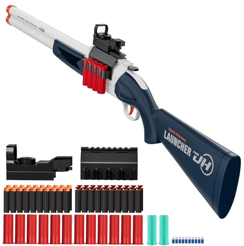 RuiDaXiang Spielzeugpistole,Doppelläufige Schrotflinte,Eva Schaumstoff Blasters & Leere Hülse für drinnen und draußen (Blau)