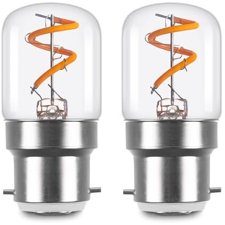 Genixgreen Bayonet LED Light Bulbs B22 1.5W Pygmy Light Bulbs BC Mini LED Edison Bulbs, Low Wattage Night Light Spiral Filament for Sewing Machine,15W Incandescent Equivalent,2200K Warm White,2 Pack