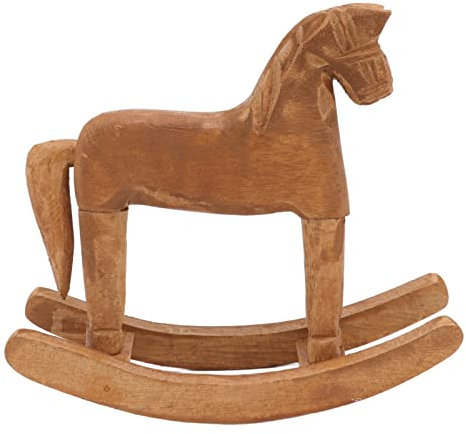 TYCIONG Schaukelpferd aus Holz, antikes Glückspferd, handgeschnitzt, trojanisches Pferd, Tischdekoration Zuhause, Flur, Büro, Schlafzimmer
