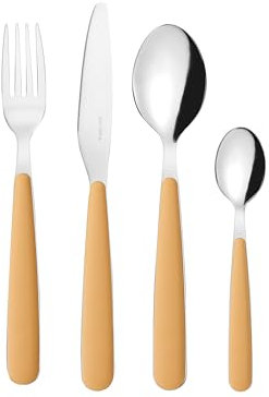 Guzzini - Set 24 posate in acciaio inossidabile, bianco, POP (giallo senape)