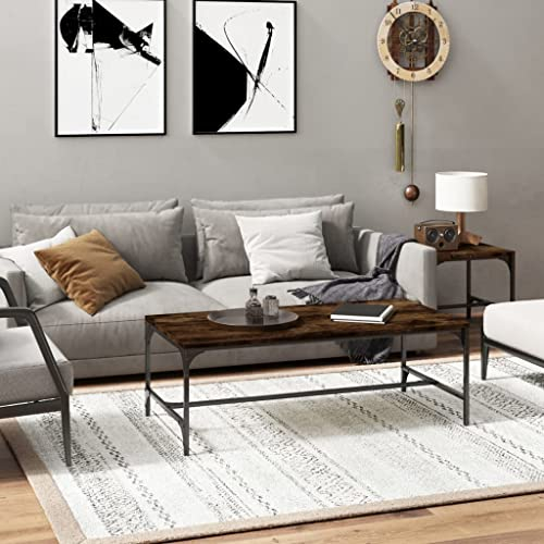 THOYTOUI Couchtisch, Vorzimmerschrank Wohnzimmertisch Sideboard Vitrinenschrank Geeignet für Wohnung Versammlungsraum Aufenthaltsraum Stube Räuchereiche 100x50x35 cm Holzwerkstoff