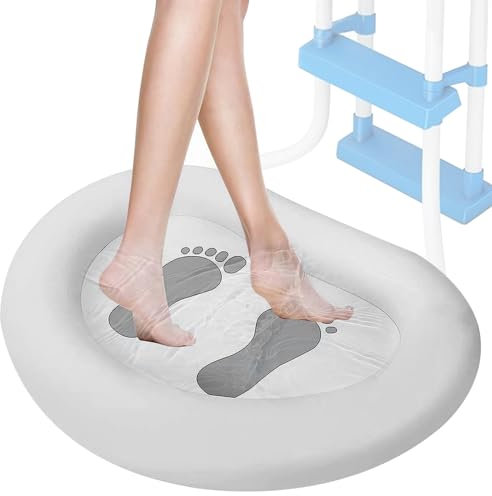 Peosaard Pool Fußbad aufblasbares Fußbad Anti-Skid-Fuß-Waschbecken für Pool-Eingangsleiter Home Spa saubere Füße über gemahlenem Poolzubehör 34.7x25.6x4.7