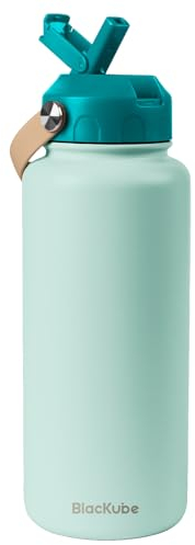 Blackube Bouteille isotherme en acier inoxydable de 1 litre – Anti-fuite, sans BPA, grande bouteille en métal
