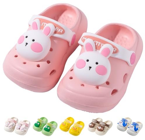 DRECAGE Mules et Sabots Enfants Pantoufles Chaussures Mixte Bébé Fille Garçon Chaussons Eté Piscine de Jardin Clogs Sandales de Plage à Enfiler Rose 21 EU