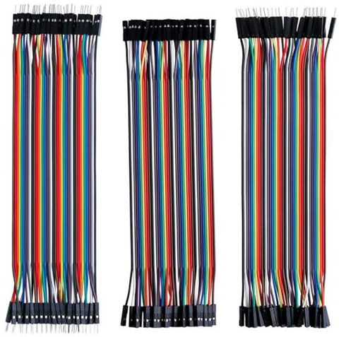 120pcs Multicolored Breadboard Dupont Wire Male to Female, Male to Male, Female to Female Breadboard Jumper Ribbon Cables Kit Compatible for Arduino Projects