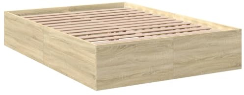 vidaXL Bettgestell, Bett Doppelbett für Schlafzimmer, Bettrahmen mit Lattenrost, Schlafzimmerbett Modernes Design, Sonoma-Eiche 120x200cm Holzwerkstoff