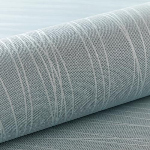 Cathpetic 3D Wave Stripes Glitter Wallpaper Light Blue 9.5×0.53m,Embossed Roll for Living Room Bedroom Kitchen Front Room,Non Woven Fabric Wallpaper Luxury Modern Abstract