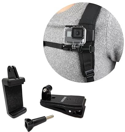 JINGXIN Backpack Strap Mount for gopro,360 Rotary Shoulder Hat Quick Clip Mounts,Compatible with Hero 12, 11, 10, 9, 8, 7, 6, 5, 4, Session, 3+, 3, 2, 1,DJI And Similar Action Camera
