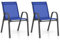 KOMFOTTEU 2/4er Set Gartenstühle, Stapelstühle aus Stoff mit Metallrahmen, Balkonstühle stapelbar mit Armlehnen und hoher Rückenlehne, Terrassenstühle 56 x 70 x 84 cm (2, Blau)