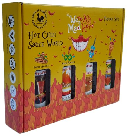 Global Hot Sauce Red Chili-Saucen Geschenk-Set - Probierset Mit Vier Scharfen Chilisaucen In Einer Schönen Geschenkbox - 4 x 100 ml