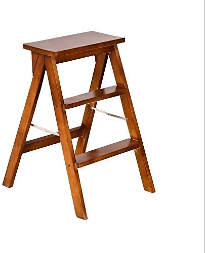 ACLips Wooden Stool Sturdy Wood Ladder Wooden Ladder Multifunction, Chair Thickened Library Stair Chair,Portable Light Ladder Garden Tool Ladder Loft Kitchen