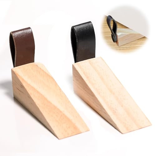 2 Pcs Wooden Door Stop, Door Wedges Indoors, Wooden Door Wedge Door Wedge, Door Stopper Non-Slip Wooden Door Wedge Wedges Fingers Protector for All Types of Doors