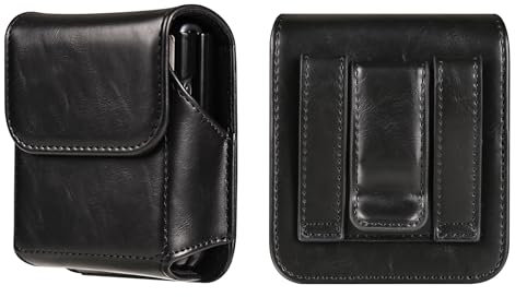 Coque de Ceinture en Cuir pour Smartphone Homme, Pochette pour Téléphone Portable de Ceinture Compatible avec Samsung Galaxy Z Flip 6 5 4/Z Flip 3 2 1 4G 5G/Motorola RAZR 5G/Huawei P50 Pocket/Pocket S