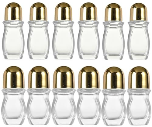 DAYnagh 12pcs Flacon Roll On Vide 30ml et 50ml, Roll On Vide Bouteil Verre Flacon Roller Rechargeable pour Liquide et Maquillage,Voyage