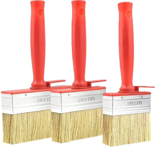 3Pcs Paint Brush,Fence Paint Brushes,Fence Paint Brush, Decking Paint Brush,Wall Trim House Touch-Up Stain Brushes Set,Wood Fence Staining Brushes Assorted Sizes(30mm*70mm+30mm*100mm+30mm*120mm)