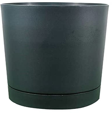 Pot de fleurs, en plastique, noir, 20,3 cm, avec trous de drainage et soucoupes, pots de fleurs modernes, pour plantes d'intérieur, succulentes, fleurs, pot suspendu en verre (GN1, A)