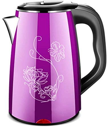 USMCPQVXN Bollitore Elettrico Portatile con Isolamento Integrato, Bollitore Elettrico da 2,2 L, Corpo a Doppia Pentola, Tre Strati, Veloce/Nero/Viola
