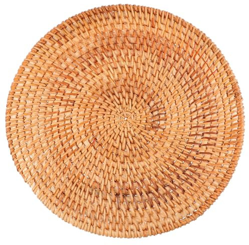 DECHOUS 1 Stück Rundes Geflochtenes Tischset 20cm Boho Rattan Tassen Untersetzer Rustikale Wicker Korkmatte für Esstisch Bauernhof Tischset für Tassen, Teller, Töpfe und Pfannen