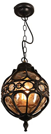 IONAZQTWW Lámpara Colgante Retro para Exteriores, Industrial, Vintage, Impermeable, para Techo, lámpara Colgante de Globo, Pantalla de Cristal, lámpara de Aluminio para Porche, jardín, Patio, Granja