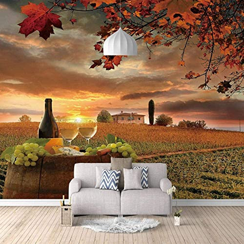 Papier peint mural 3D en forme de vignoble sur mesure pour café, hôtel, bar, intérieur autocollant mural pour bureau, salle à manger, chambre d'enfant, 300 x 210 cm