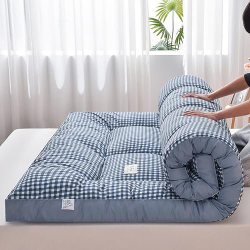 Japanische Futon-Matratze, Bodenmatratze, Klappmatratze, Tatami-Matratze, tragbare Camping-Matratze, leicht zu verstauen, atmungsaktiver Stoff für Couch-Matratze, Blau, 200 x 220 cm