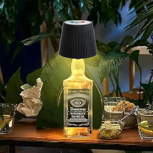 Funmo Lampade per Bottiglia, Lampada per Bottiglia LED Ricaricabile, Cordless Bottle Lamp, Bottiglia di Vino Lampada,Lampada Led per Bottiglia,per Sala da Pranzo, Camera da Letto (Nero)