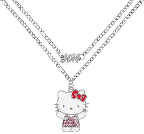 KIDS EUROSWAN Hello Kitty Mädchen-Halsketten-Set, versilbert, Cartoon-Anhänger