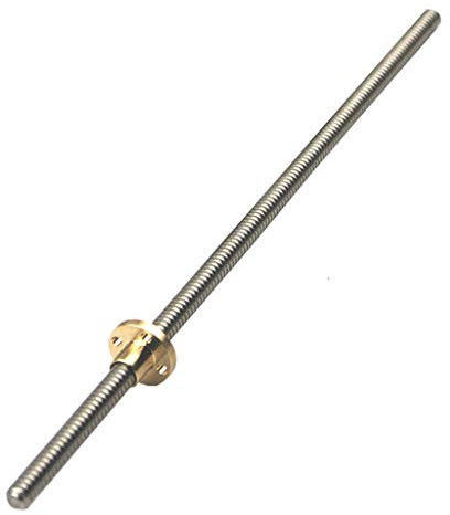 LEFTART Tige filetée T8, Pas de 8mm, 2mm OD 8mm, 1 pièce, Barre filetée 100mm-1200mm avec écrou en Laiton for imprimante 3D CNC(Lead 8mm,550mm)