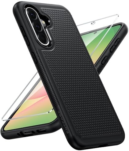 FNTCASE for Samsung Galaxy A56-5G Case: Dual Layer Protective Heavy Duty Cell Phone Cover Shockproof Rugged with Non Slip Textured Back - Military Protection Bumper Tough - 2025, 6.7 inch (Black)