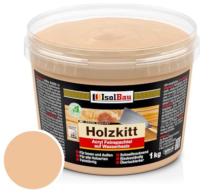 Isolbau - Holz-Spachtelmasse 1 kg - Holzspachtel Holzkitt Außen und Innen - Holz-Reparaturspachtel - Holzreparaturmasse - Holz-Fertigspachtel - Schnelltrocknend - Erle (Nr. 17)