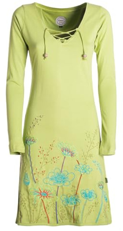 Vishes - Alternative Bekleidung - Damen Langarm-Shirtkleid Tunika-Kleid Baumwollkleid mit Blumen-Print
