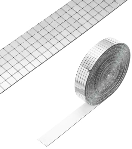 PATIKIL 10000 Stück 5x5mm Selbstklebende Spiegel Mosaik Fliesen Silber Ton | Quadratische Mini Glas Mosaik Disco Fliesen Sticker, Für DIY Basteln Disco Ball Party Deko