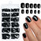 LunarCharm 240 pièces d'ongles carrés noirs à presser courts faux ongles complets pour débutants DIY